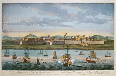 Fort St. George, Koromandelküste, Indien. Farbige Gravur von I Van Ryne, 1794